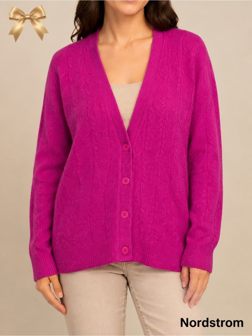 Vantage Nordstrom Lambswool Angora Cardigan Large